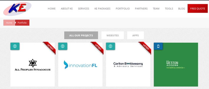 ke Solutions latest additions to the portfolio: Carlton Bookkeeping,
    Innovation Florida and All Peoples Synagogue websites